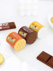 1pc Chocolate Shaped Eraser, Creative Chocolate Shaped Pencil Eraser For School, Office, Student, Painting - Black - View 3