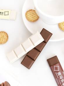 1pc Chocolate Shaped Eraser, Creative Chocolate Shaped Pencil Eraser For School, Office, Student, Painting - Black - View 6