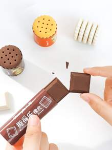 1pc Chocolate Shaped Eraser, Creative Chocolate Shaped Pencil Eraser For School, Office, Student, Painting - Black - View 7