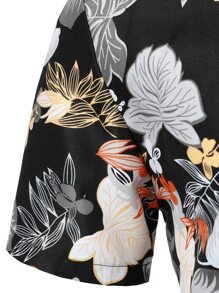 Men Floral Print Button Up Shirt - Multicolor - View 3