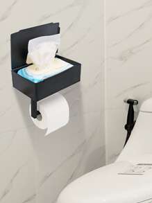 1 件不锈钢厕纸架，简约免打孔壁挂式厕纸架，适用于浴室浴室装饰秋季装饰 - 黑色 - 查看 7