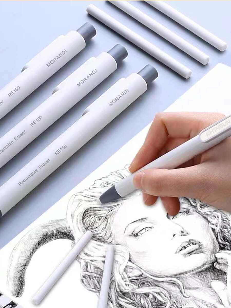1入組素描橡皮筆，簡單塑料印刷設計鉛筆橡皮擦，適用於學校、辦公室、學生、繪畫 - 灰色 - 查看 1