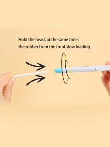 1入組素描橡皮筆，簡單塑料印刷設計鉛筆橡皮擦，適用於學校、辦公室、學生、繪畫 - 灰色 - 查看 2