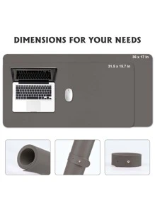 1 miếng lót chuột để bàn bằng da Pu đơn giản cho văn phòng máy tính - Màu xám đen - Xem 3