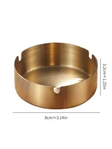 1 pieza Cenicero de acero inoxidable minimalista redondo para mesa - Dorado - Ver 3