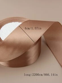 1roll Solid Color Gift Wrap Ribbon, Minimalist Polyester Ribbon For Party - Khaki - View 2