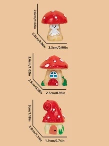 3pcs Mushroom House Shaped Decoration Craft Best Gifts Birthday - Multicolor - View 2