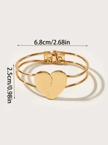1 Shiny Heart-Shaped Alloy Spring Opening Curtain Buckle, 3 Color Options Gifts Birthday Graduation - Gold - View 3