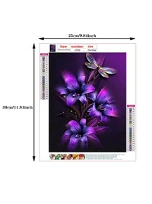 1 套 DIY 花卉图案钻石画，适合卧室和客厅装饰 - 彩色 - 查看 6