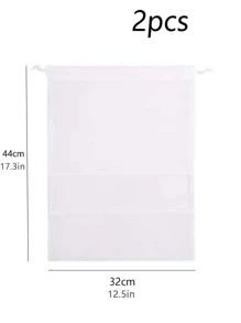 2入組素色抽繩鞋子收納包 - 白色 - 查看 4