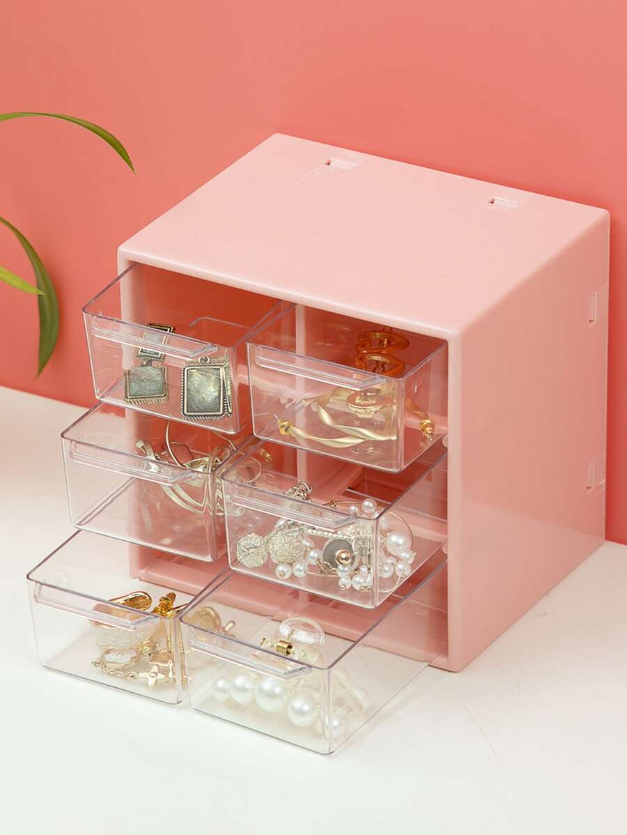1pc Multi-grid Storage Box - Pink - View 1
