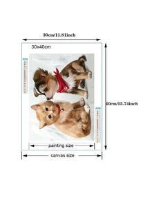 1件套貓和小狗樣式DIY無邊框水鑽繪畫 - 彩色 - 查看 5