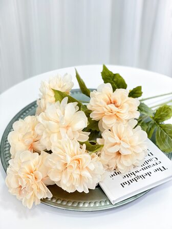 1 件丝绸布人造 3 头大号非洲菊浪漫简约非洲菊家居装饰，适用于婚礼、派对、节日、户外活动，人造植物 25.59 英寸