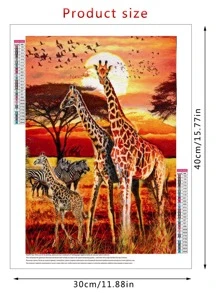 長頸鹿圖案DIY鑽石畫不附框架 - 彩色 - 查看 5