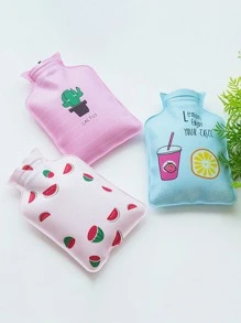 1 bolsa de agua caliente aleatoria con gráfico de dibujos animados, taza de dibujos animados y calentador de manos de PVC con estampado de limón para el hogar - Multicolor - Ver 6