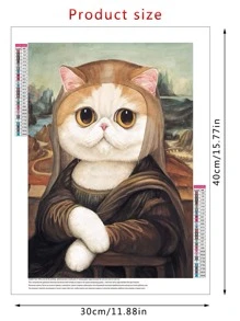 貓印花DIY鑽石畫不附框架 - 彩色 - 查看 5