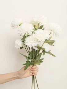 1 件/3 件 25.98 英寸高丝织物仿真花单茎 3 头乒乓菊，浪漫简约白色乒乓菊适用于婚礼派对/家居装饰、假植物、秋季装饰、房间、书桌、花园装饰、房间装饰用品 - 白色 - 查看 7