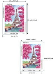 1件套塔圖案DIY無邊框水鑽繪畫