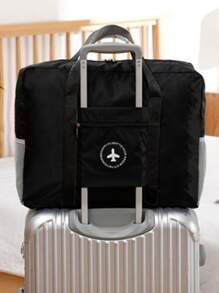 1入組字母圖案收納滌綸防水旅行收纳包適用於旅行 - 黑色 - 查看 1