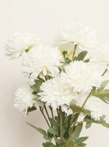 1 件/3 件 25.98 英寸高丝织物仿真花单茎 3 头乒乓菊，浪漫简约白色乒乓菊适用于婚礼派对/家居装饰、假植物、秋季装饰、房间、书桌、花园装饰、房间装饰用品 - 白色 - 查看 2