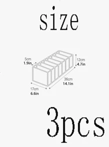 3 piezas Caja de almacenamiento de ropa interior - Blanco - Ver 2