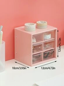 1pc Multi-grid Storage Box - Pink - View 5