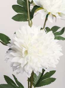 1 件/3 件 25.98 英寸高丝织物仿真花单茎 3 头乒乓菊，浪漫简约白色乒乓菊适用于婚礼派对/家居装饰、假植物、秋季装饰、房间、书桌、花园装饰、房间装饰用品 - 白色 - 查看 6