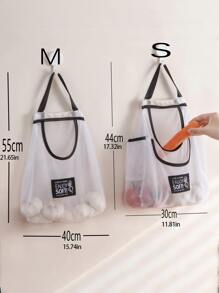 1入組標語貼布裝飾懸掛網紗食物儲存袋