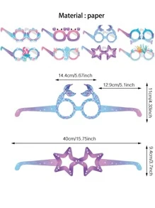 8入組星星和美人魚設計派對眼鏡 - 彩色 - 查看 2
