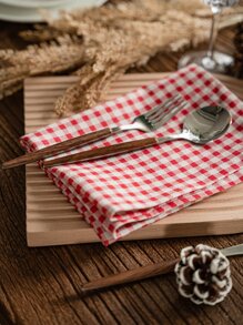 1入組格子圖案餐巾現代織物布餐巾 - 彩色 - 查看 2