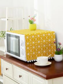Geometric Pattern Print Microwave Oven Cover - Yellow - View 3