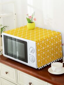 Geometric Pattern Print Microwave Oven Cover - Yellow - View 4