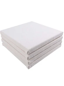 4 piezas Paño de costura unicolor con puntada cruzada liso para DIY - Beis - Ver 1