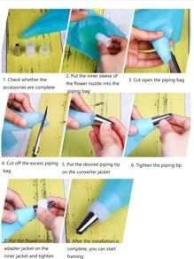 6入組/套不銹鋼裱花嘴適用於烘烤 - 銀色 - 查看 7