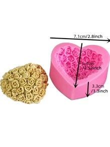 1pc Heart Shaped DIY Silicone Mold - Pink - View 2