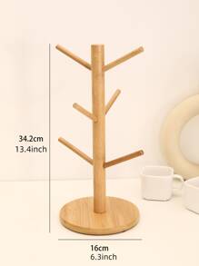 1 pieza Estante de almacenaje de taza de bambú