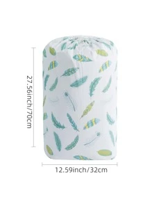 Feather Print Quilt Storage Bag, PEVA Multifunction Drawstring Clothing Storage Bag For Home  Decorations   Autumn Decor Festival Decor Room Decor Home Decor Fall Decor Bedroom Decor - White - View 2