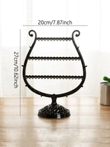 1pc Glass Shaped Jewelry Storage Rack, Black Jewelry Organizer For Home - Black - View 2