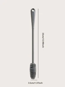 矽膠杯刷杯子玻璃廚房清潔工具長柄飲料瓶玻璃杯子清潔刷 - 灰色 - 查看 2