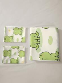 Cartoon Frog Print Duvet Cover Set Without Filler - Multicolor - View 5