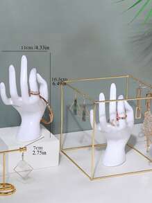 1 Pieza Soporte Para Joyas En Forma De Mano, Soporte Creativo De Exhibición De Joyas Blancas Para El Hogar, Regalo Para El Día De San Valentín - Blanco - Ver 4