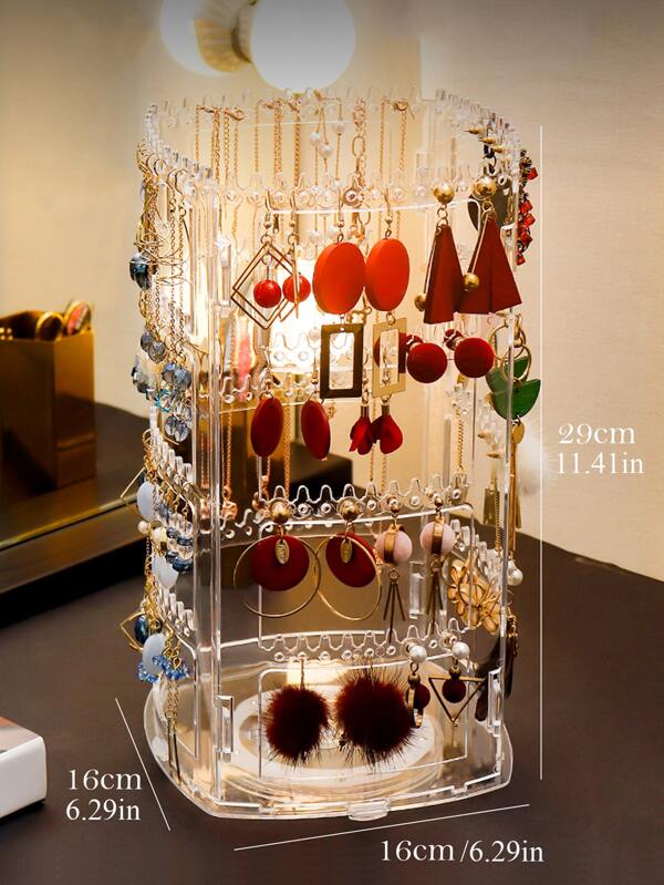 360 Rotating Earrings Holder Jewelry Organizer 4 Tiers Jewelry Rack
