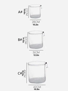 ROMWE 1pc Drawstring Mesh Laundry Bag, White Large Laundry Basket For Washing Machine - White - View 2