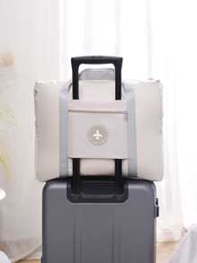 1pc Portable Travel Storage Bag, Large Polyester Clothing Packing Bag For Travel,Boho Vibes - Khaki - View 4