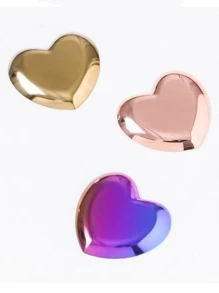 1pc Heart Shaped Jewelry Tray, Minimalist Stainless Steel Jewelry Display Holder For Home - Multicolor - View 2