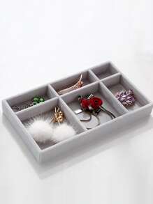 1 Pieza Caja De Almacenamiento De Joyas, Bandeja Simple De Joyas De Tela Gris Para El Hogar, Regalo Para El Día De San Valentín - Gris - Ver 6