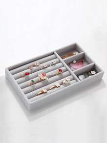 1 Pieza Caja De Almacenamiento De Joyas, Bandeja Simple De Joyas De Tela Gris Para El Hogar, Regalo Para El Día De San Valentín - Gris - Ver 7