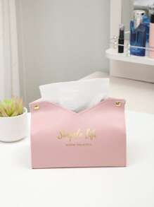 1PC, Leather Pink Tissue Box, Waterproof And Dirty-Resistant Family Creative Storage Box, Lovely Simple Car Tissue Box For Home Kitchen Bedroom Living Room Dining Room, Home Decoration Accessories, Decorative Box, Women Wedding Gift, Summer Travel Holiday Festival Must-Have - Pink - View 4