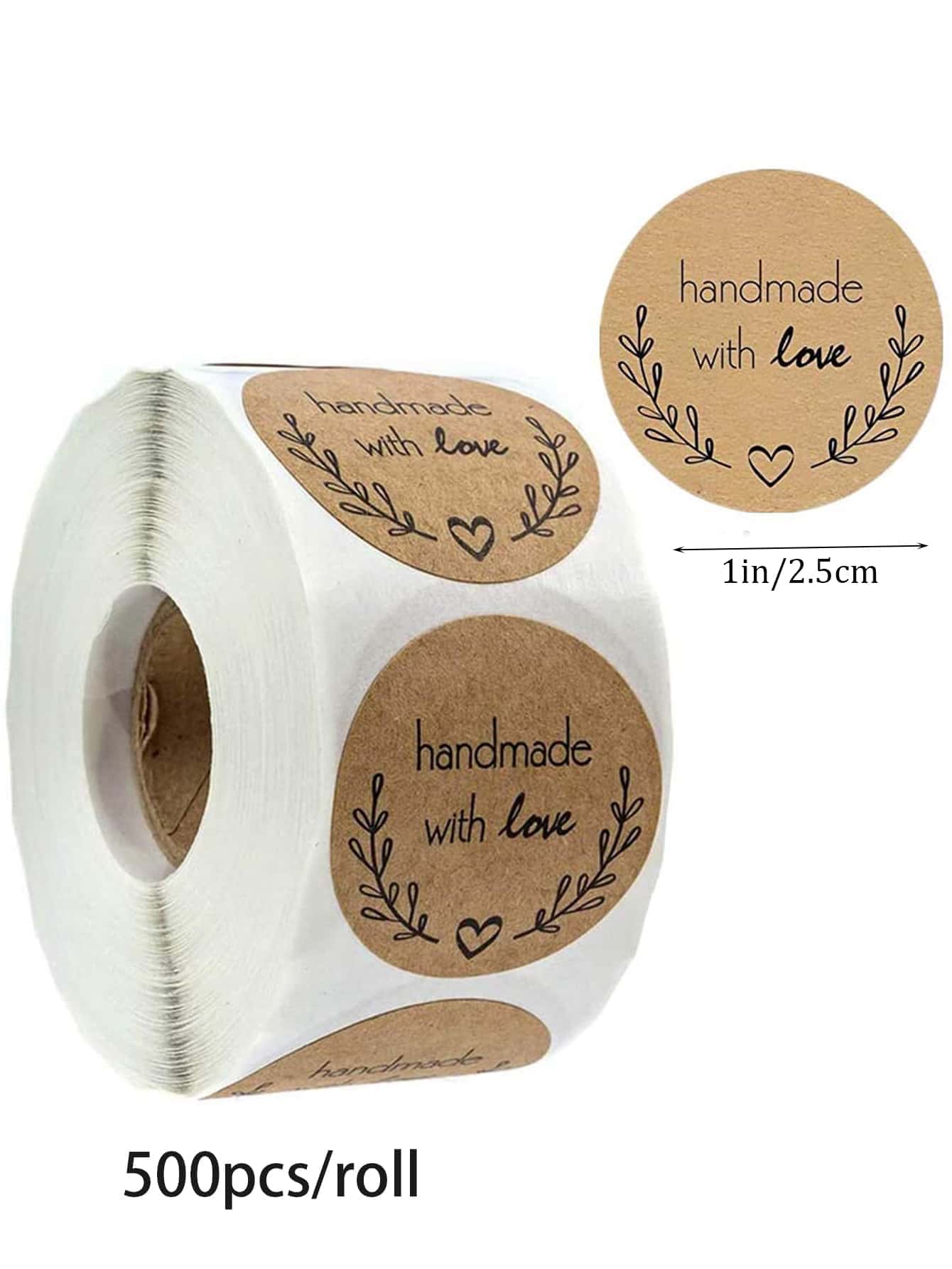 500pcs/Set Kraft Paper Sticker Homemade With Love Stickers For Envelope And Package Seal Labels Stationery Handcraft,