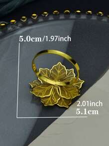 1pc Iron Napkin Ring, Flower Decor Napkin Holder Ring For Kitchen - Gold - View 2